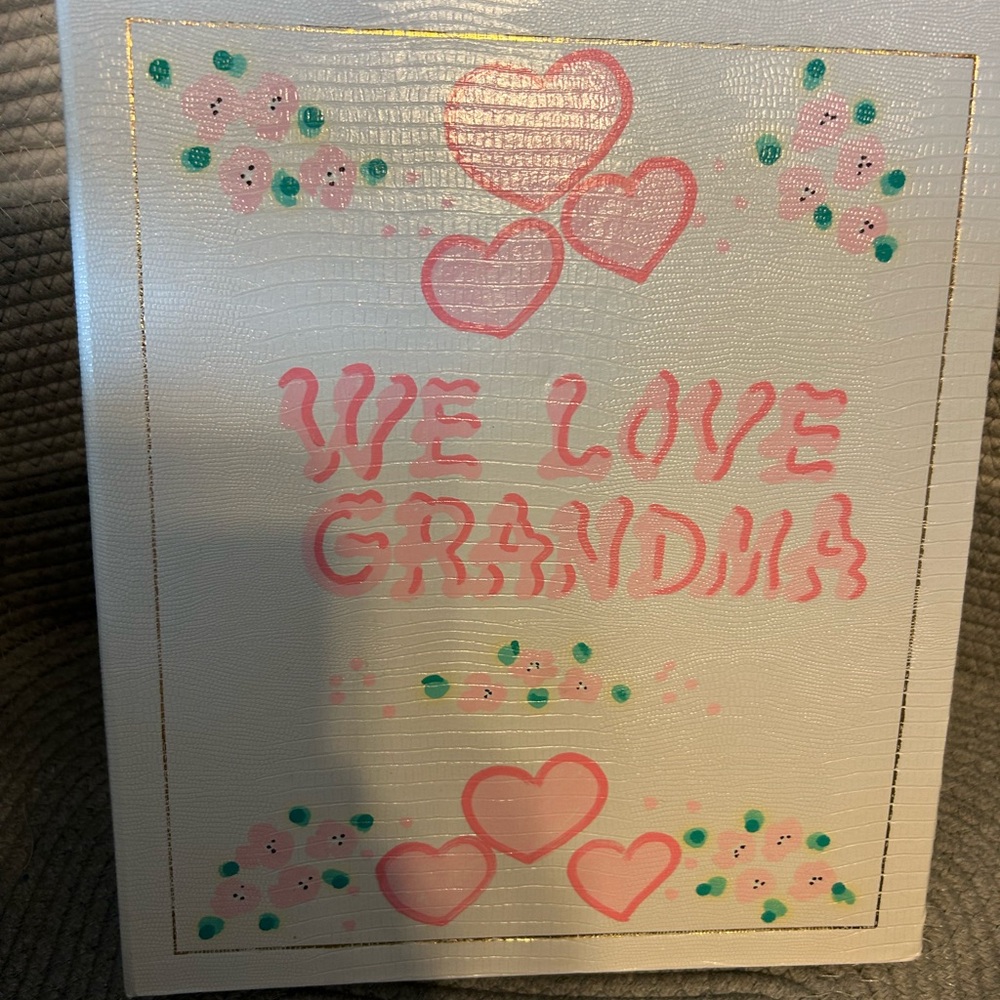 We Love Grandma Photo Album - Pink and White Hand painted 90’s